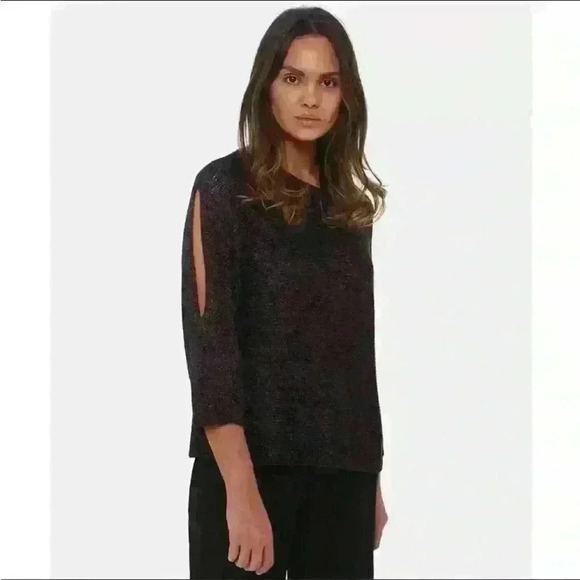 Eileen Fisher Brown Organic Linen Knitted Cold Shld Size medium metallic - Picture 1 of 5